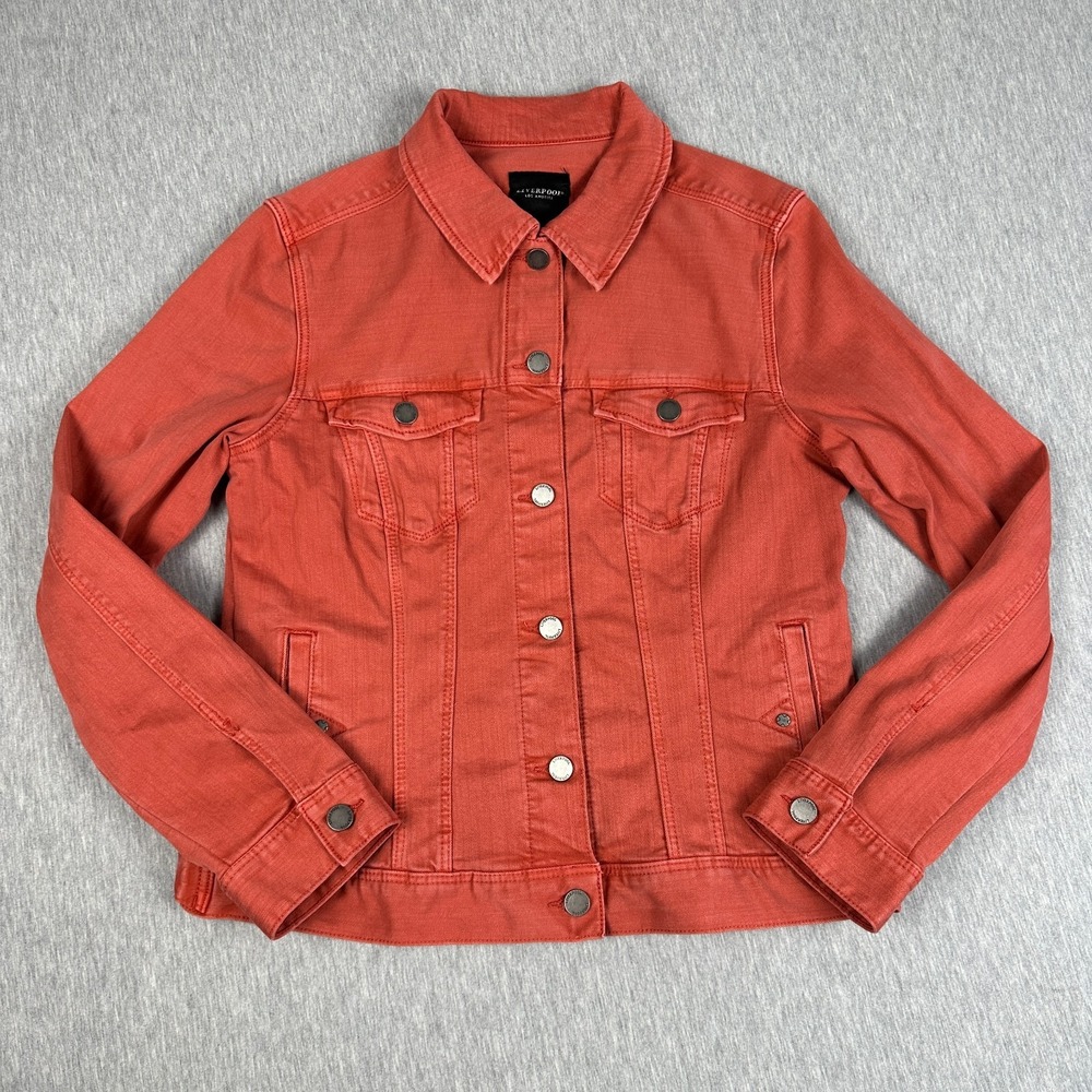 Liverpool Los Angeles Denim Jacket Womens M Coral Trucker Button Up